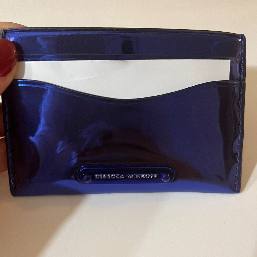 NWT REBECCA MINKOFF METALLIC BLUE CARD CASE!!